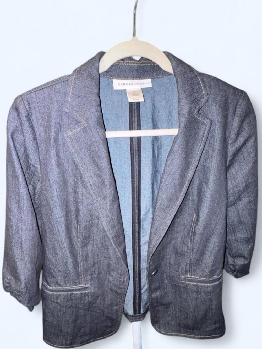 Carole Wren Dark Indigo Denim Blazer with 3/4 sleeves - Picture 2 of 8